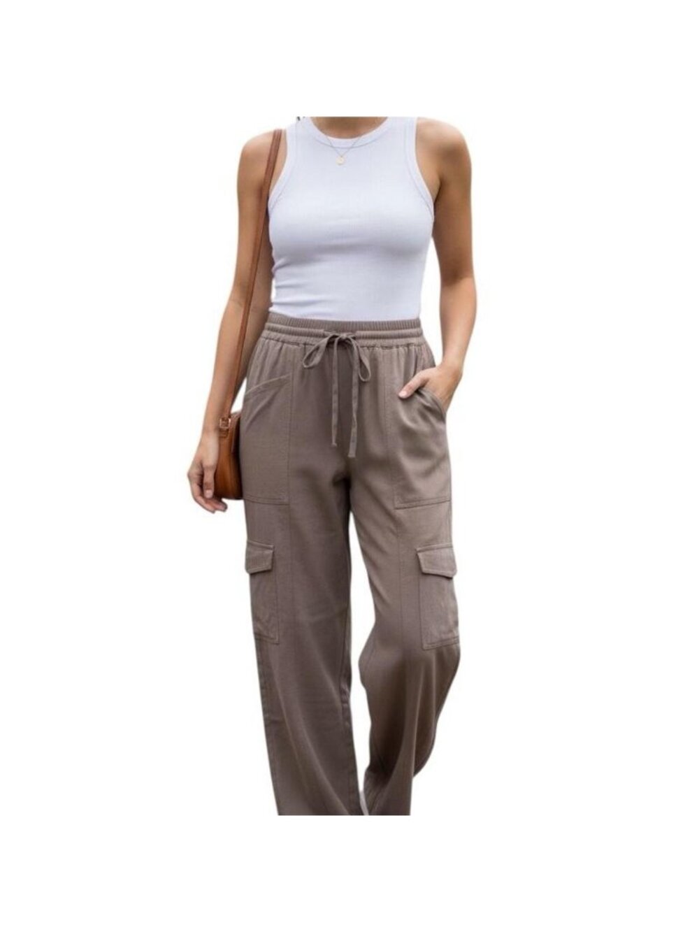 Madewell Straight Leg Cargo Pants Light Brown High-waisted